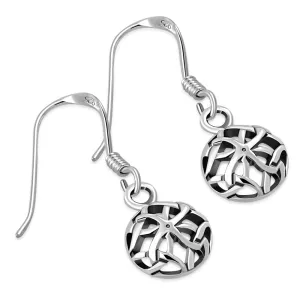 Tiny Round Celtic Knot Plain Silver Earrings