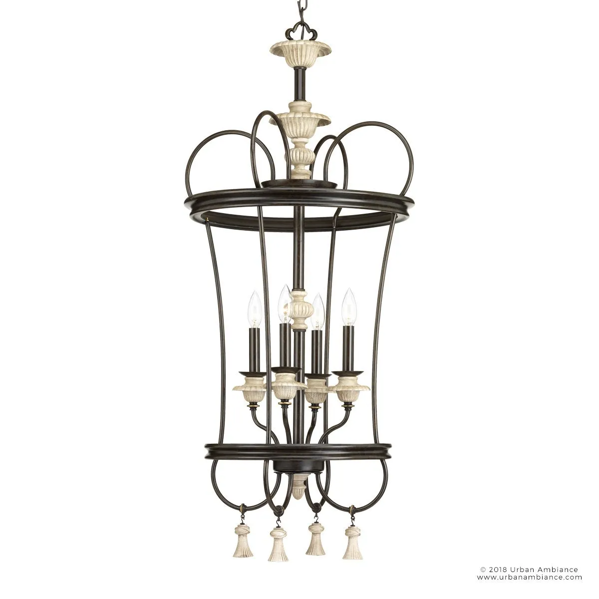 UHP2103 French Rustic Chandelier, 42.125"H x 18.75"W, Ancient Bronze Finish, Alicante Collection