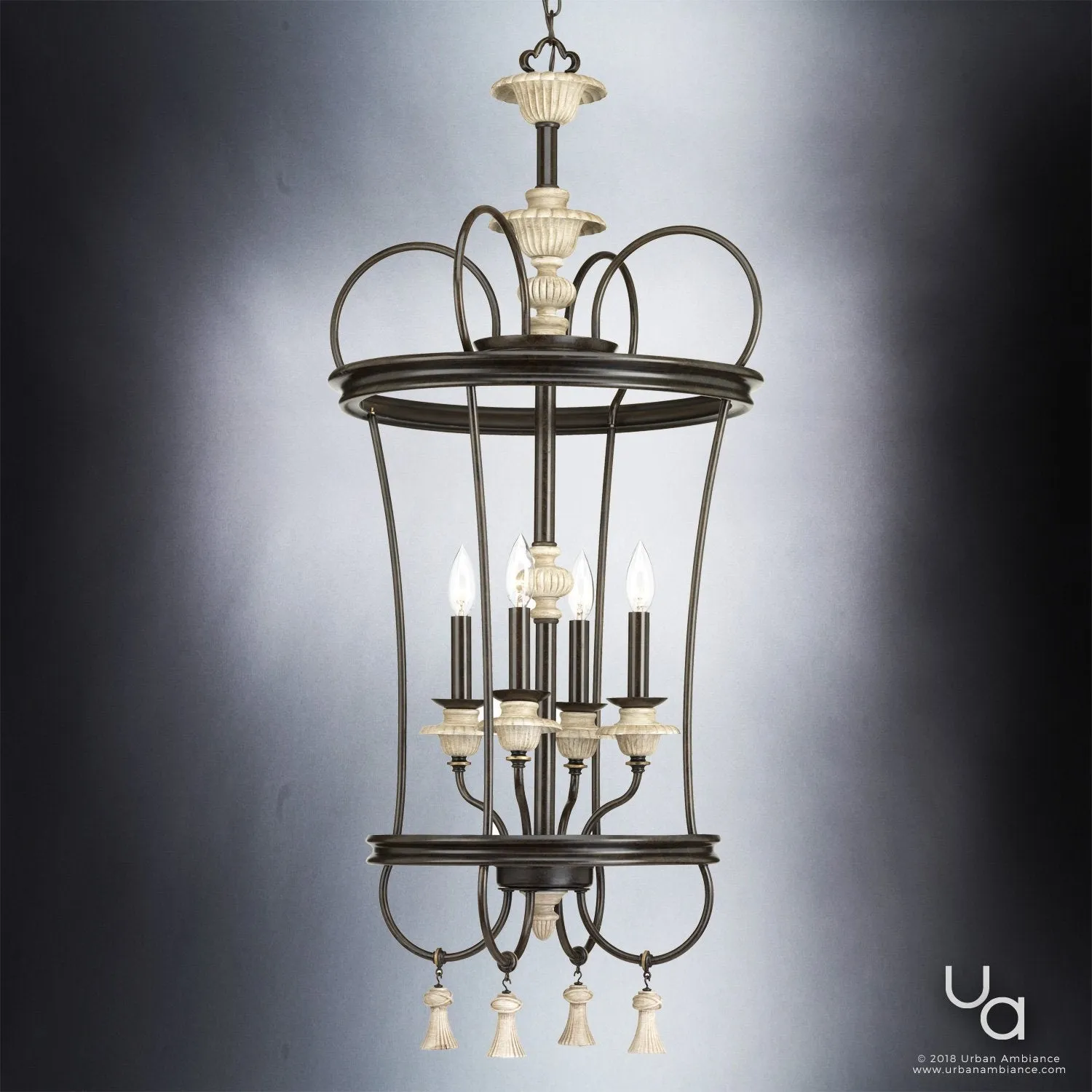 UHP2103 French Rustic Chandelier, 42.125"H x 18.75"W, Ancient Bronze Finish, Alicante Collection