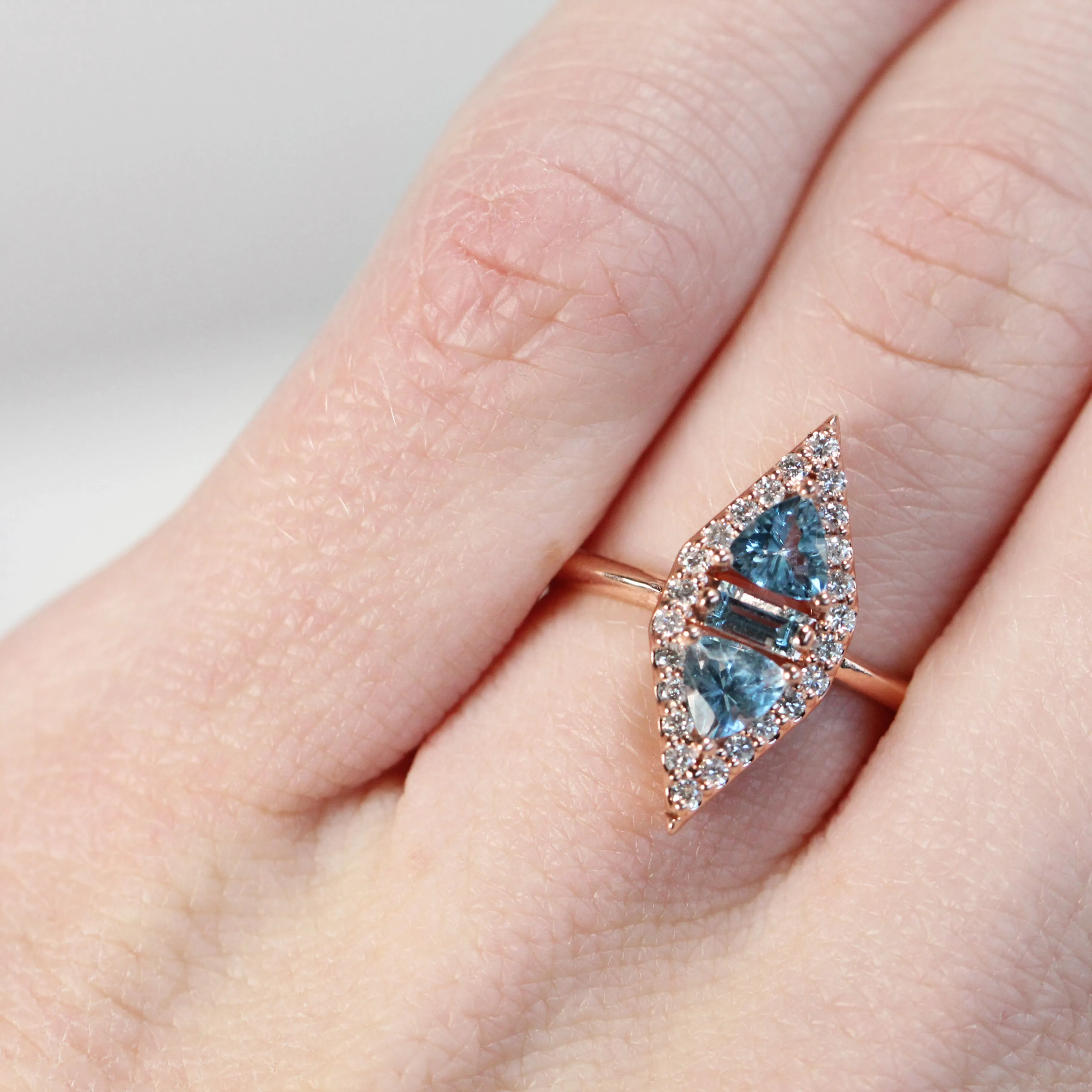 Valentina Ring with Aquamarine and Diamonds - Made to Order