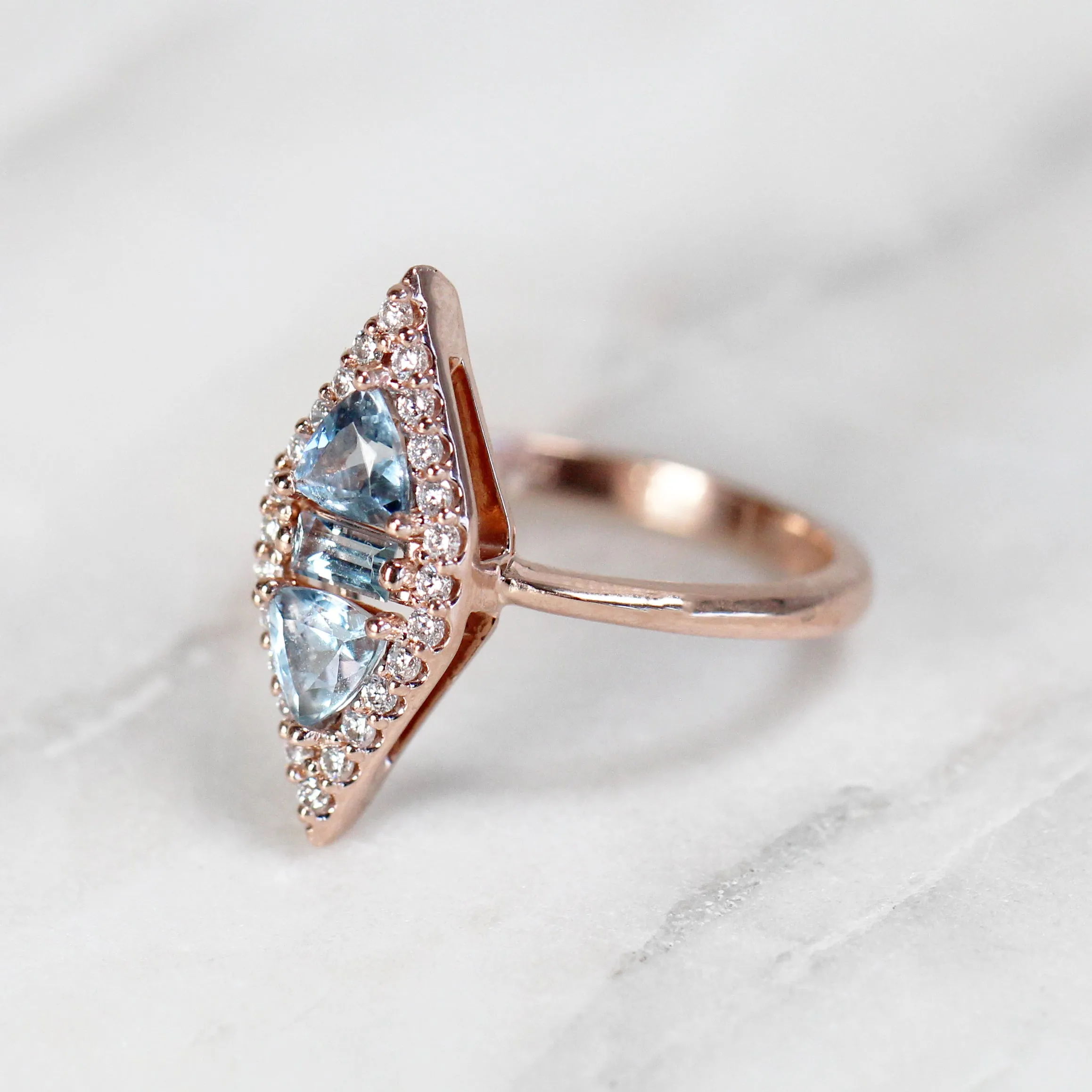 Valentina Ring with Aquamarine and Diamonds - Made to Order