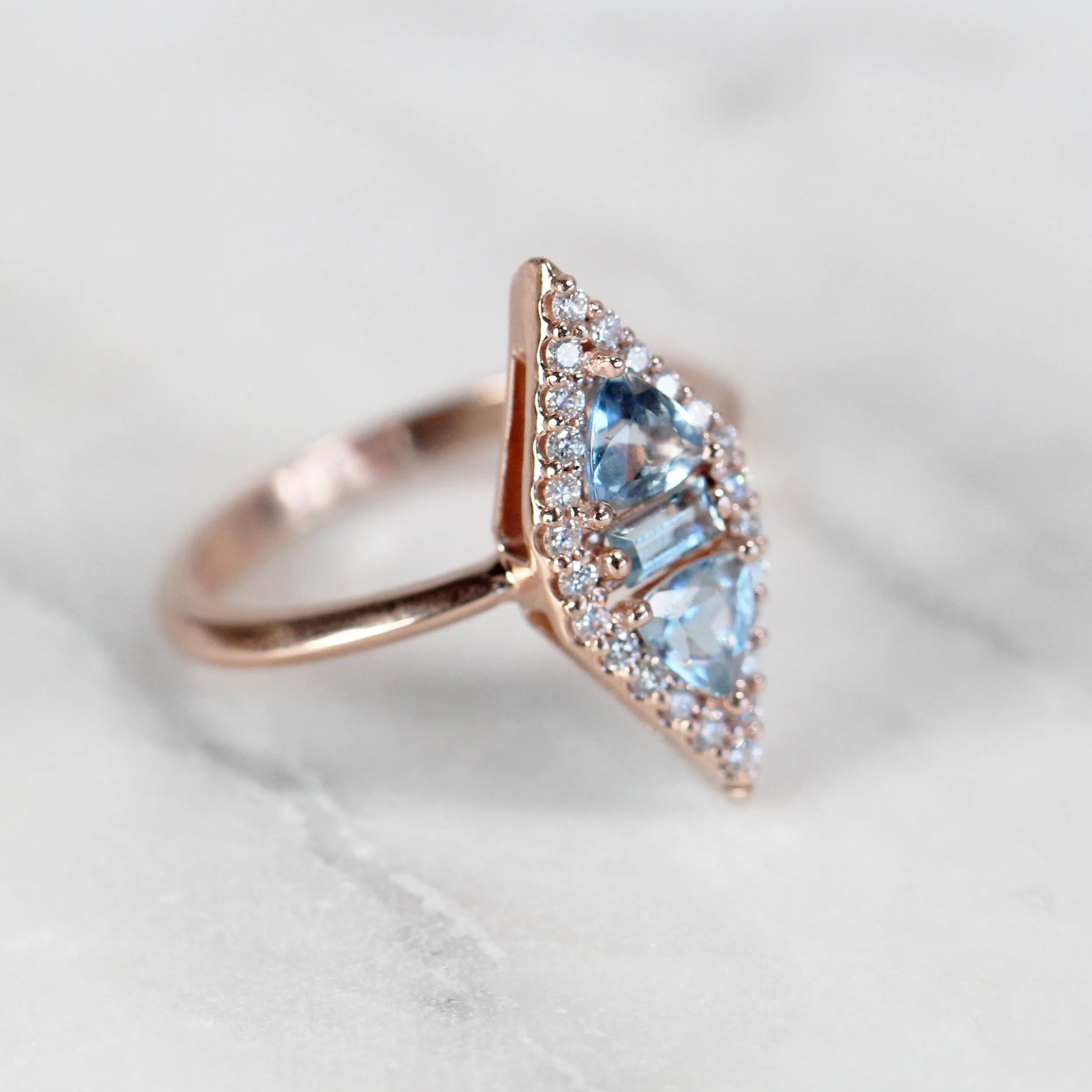 Valentina Ring with Aquamarine and Diamonds - Made to Order