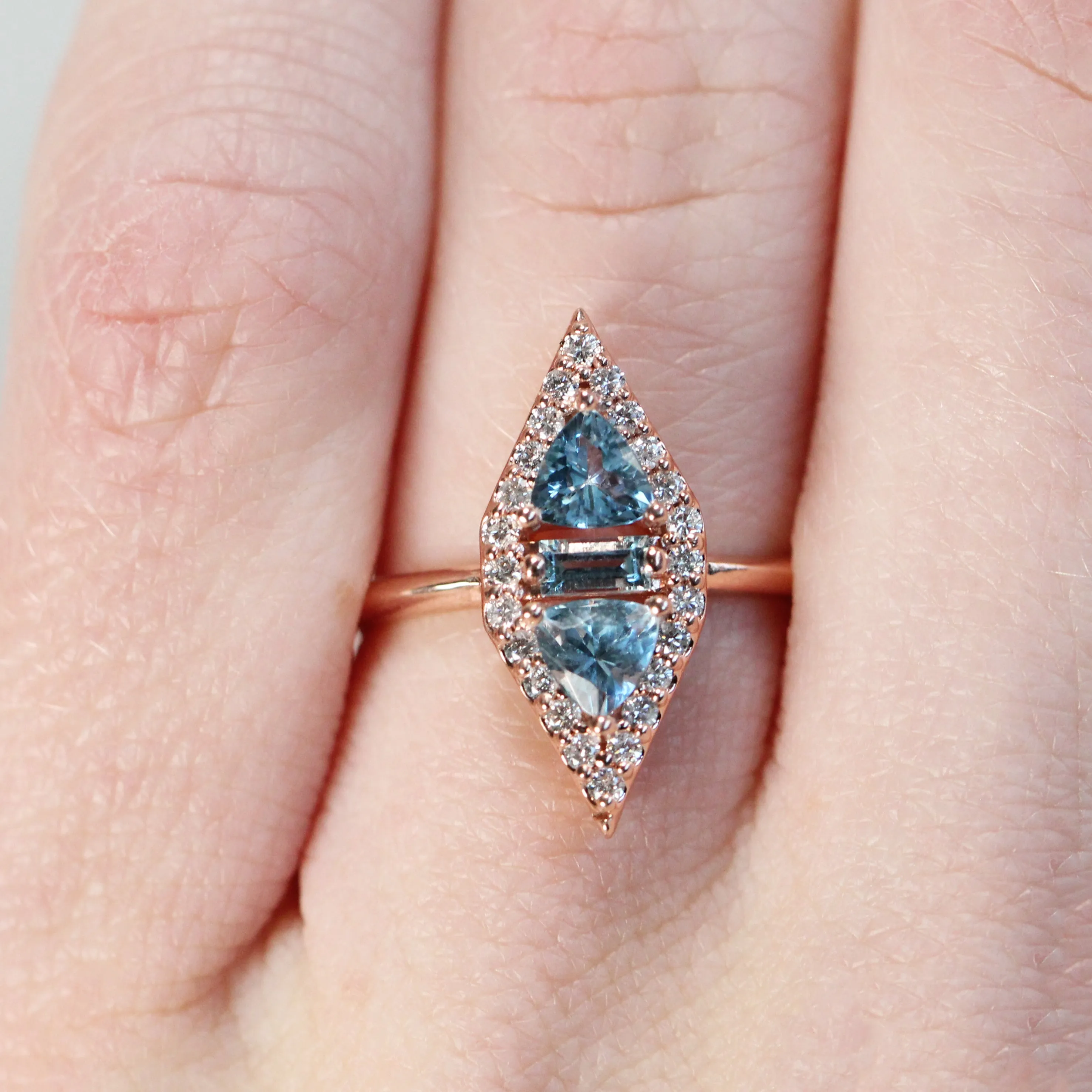 Valentina Ring with Aquamarine and Diamonds - Made to Order