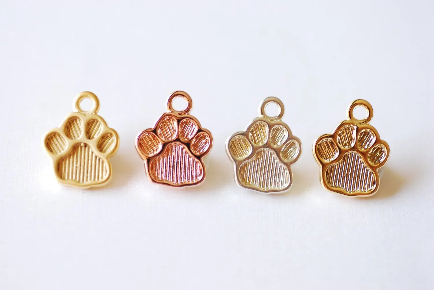 Vermeil Rose Gold Dog Paw Foot Print Charm- 18k gold plated over sterling silver dog paw, gold doggy paw charm pendant, gold dog tag, 206