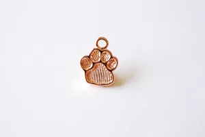 Vermeil Rose Gold Dog Paw Foot Print Charm- 18k gold plated over sterling silver dog paw, gold doggy paw charm pendant, gold dog tag, 206