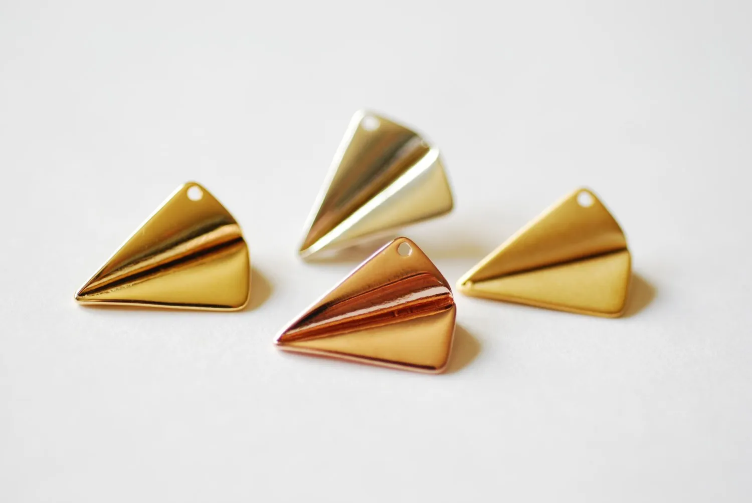 Vermeil Rose Gold Paper Airplane Charm- 18k gold plated over Sterling Silver Airplane Pendant, Airplane Charm, Airplane Pendant, Aviation