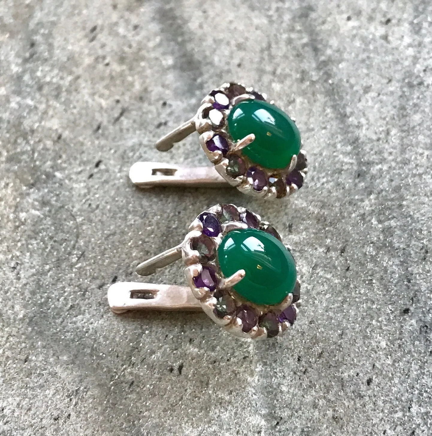 Victorian Emerald Earrings - Vintage Emerald Earrings - Statement Flower Earrings