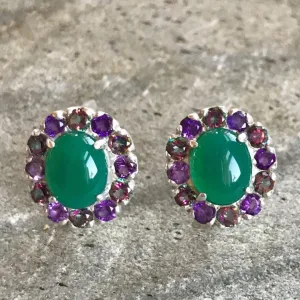 Victorian Emerald Earrings - Vintage Emerald Earrings - Statement Flower Earrings