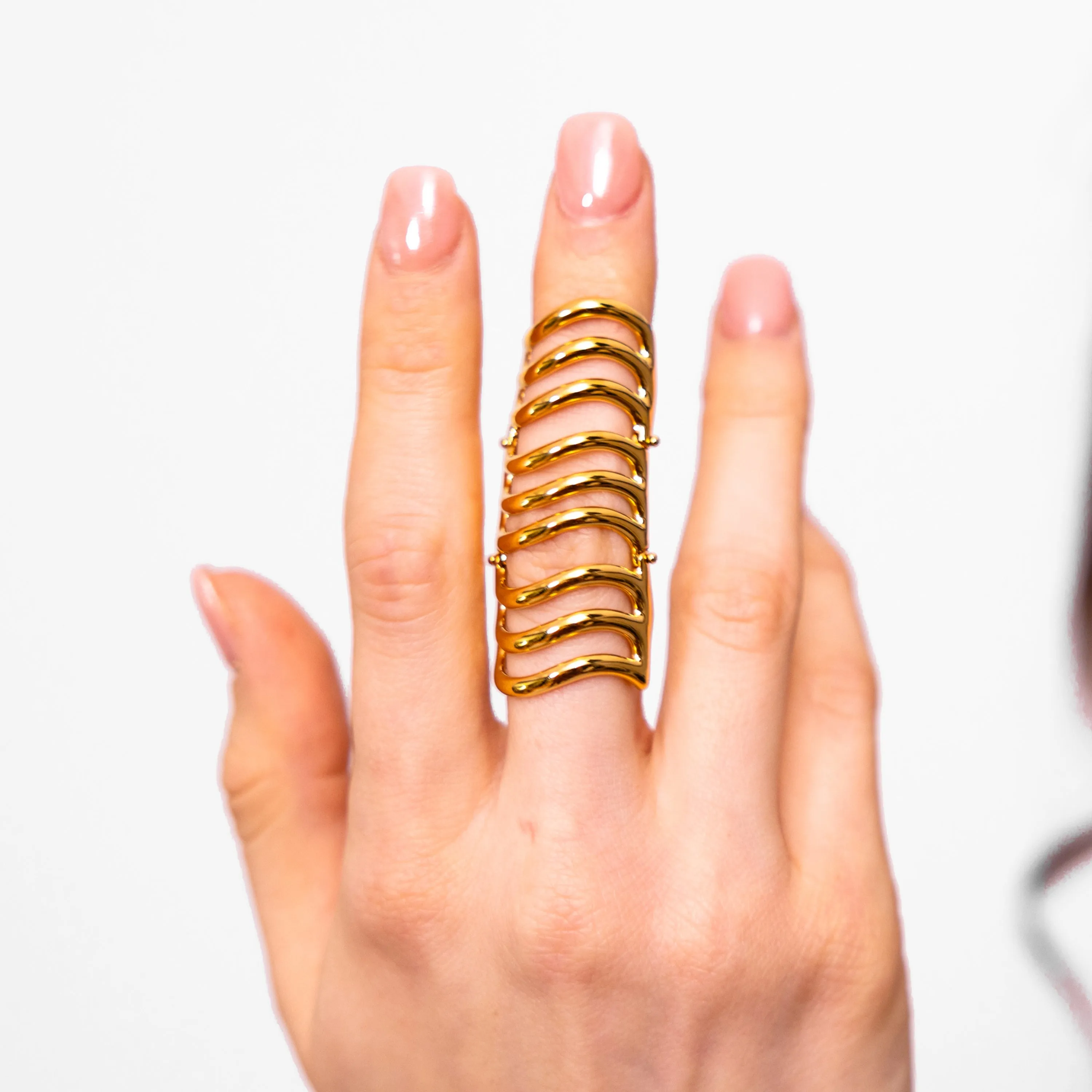 Waterfall Armour Ring in Gold Vermeil