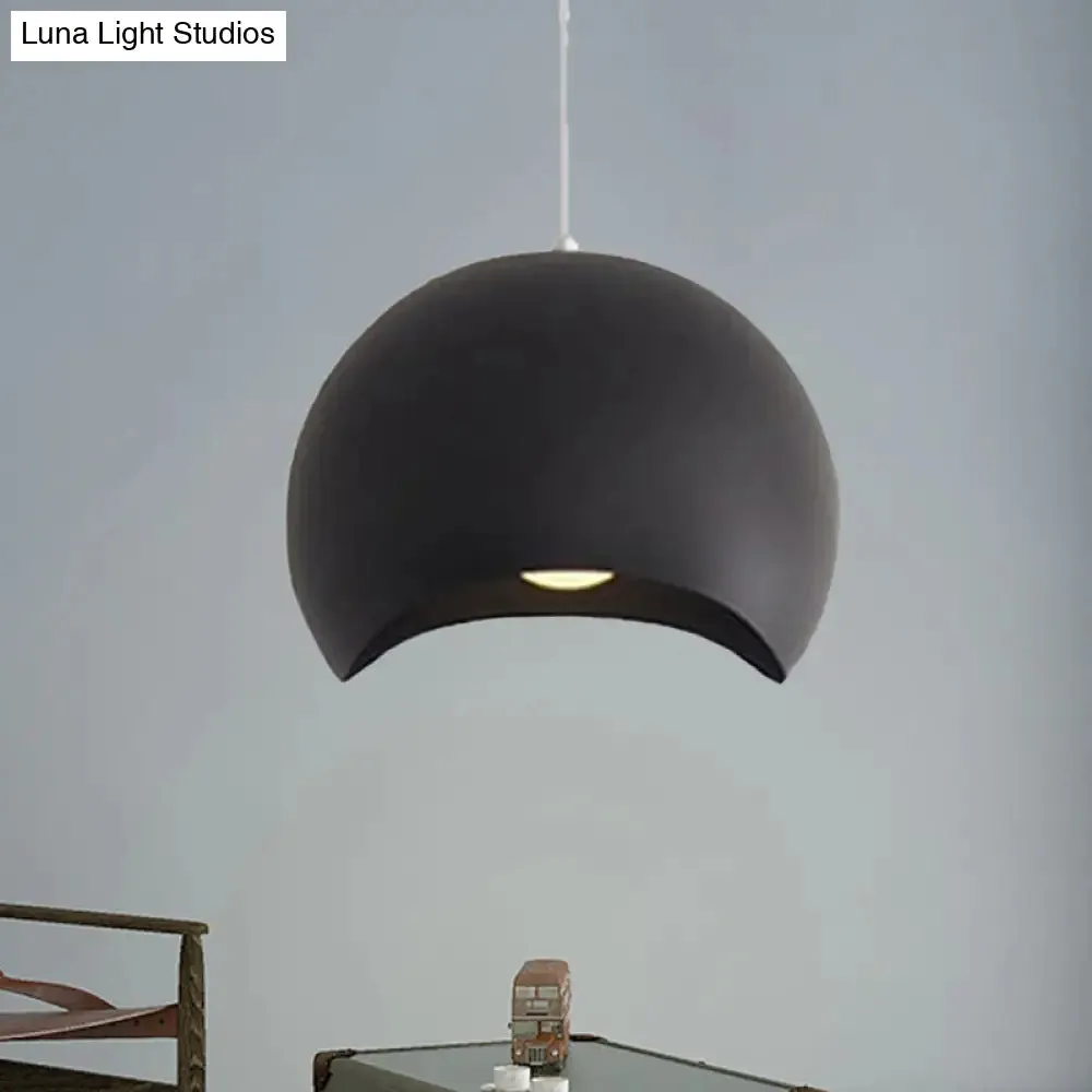 Waveforms Dome Pendant Lamp - Nordic Metal 8"/12" - 1 Head - Black/Gray Ceiling Lighting for Living Room