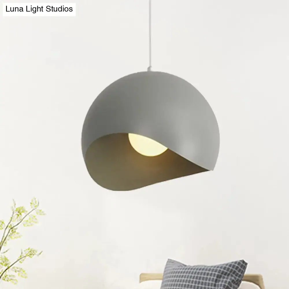 Waveforms Dome Pendant Lamp - Nordic Metal 8"/12" - 1 Head - Black/Gray Ceiling Lighting for Living Room