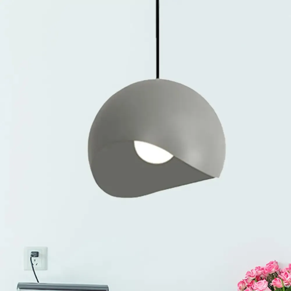 Waveforms Dome Pendant Lamp - Nordic Metal 8"/12" - 1 Head - Black/Gray Ceiling Lighting for Living Room