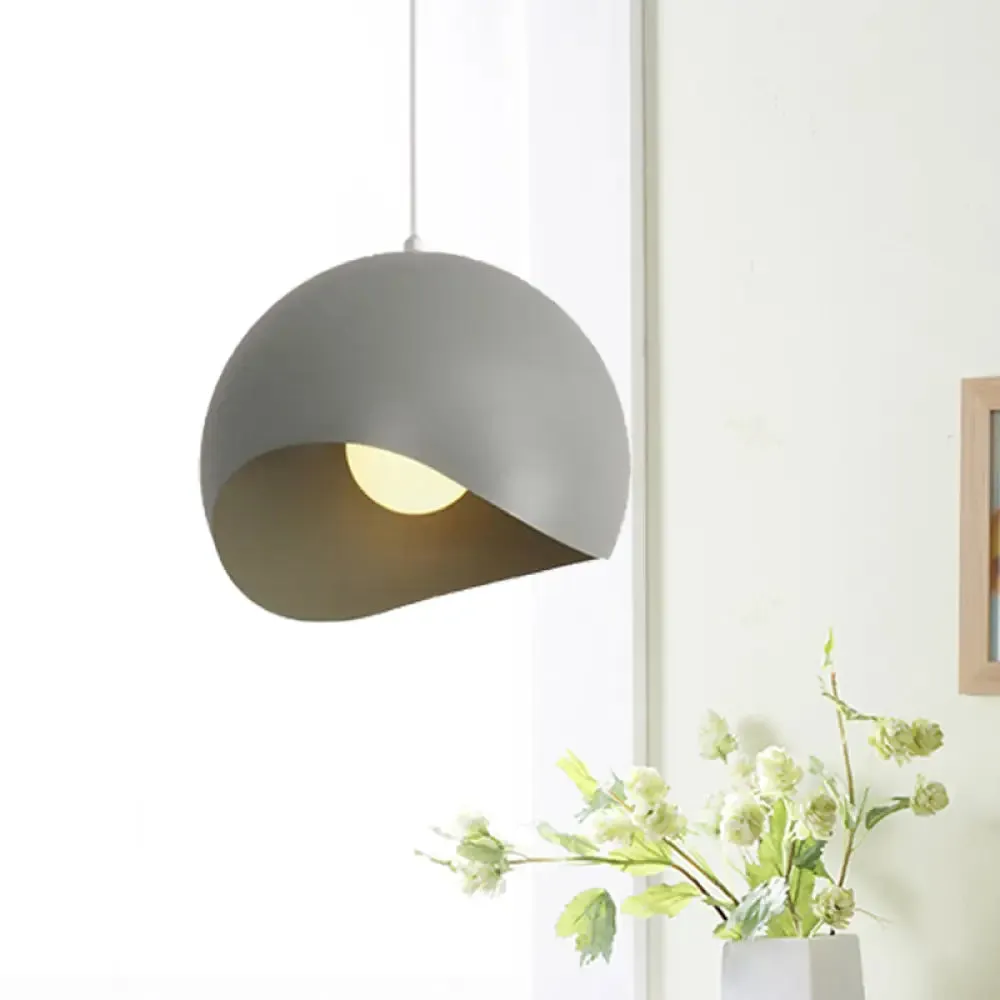 Waveforms Dome Pendant Lamp - Nordic Metal 8"/12" - 1 Head - Black/Gray Ceiling Lighting for Living Room