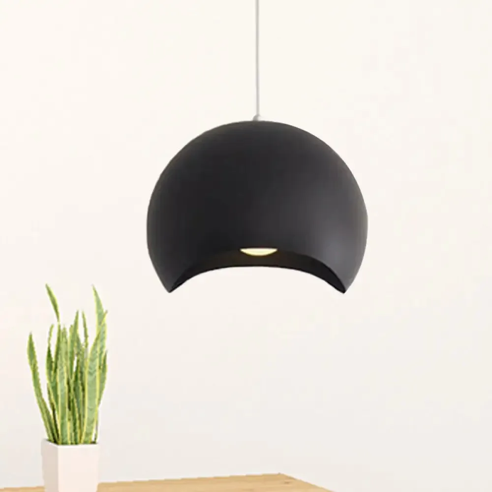 Waveforms Dome Pendant Lamp - Nordic Metal 8"/12" - 1 Head - Black/Gray Ceiling Lighting for Living Room