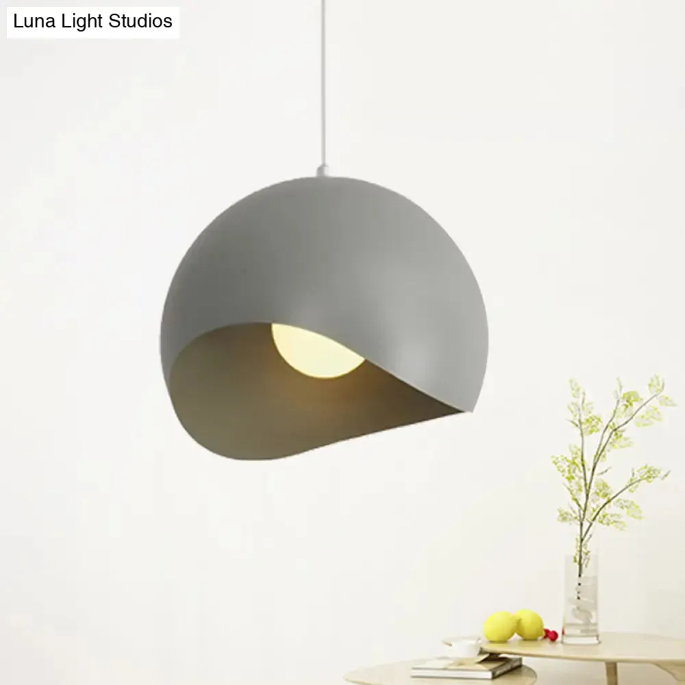 Waveforms Dome Pendant Lamp - Nordic Metal 8"/12" - 1 Head - Black/Gray Ceiling Lighting for Living Room