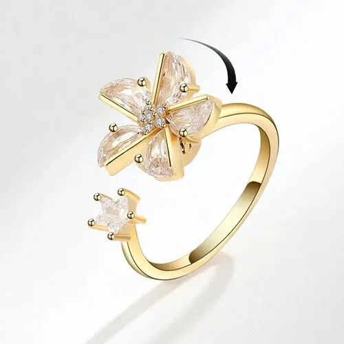 White Flower Sensory Fidget Anxiety Ring S925 (adjustable)