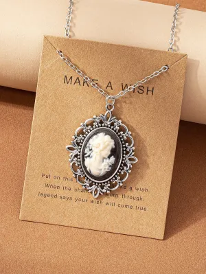 Women Figure Decor Oval Pendant Necklace for Women Jewelry for Women Jewelry