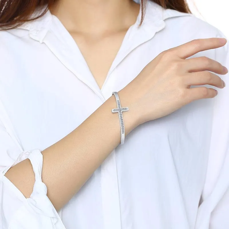 Women's Cross Bracelet <br> Silver Diamond