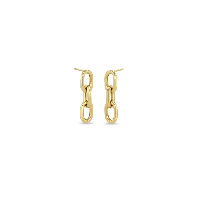 XL Square Oval Link Short Drop Earrings I 14k