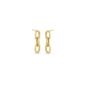 XL Square Oval Link Short Drop Earrings I 14k