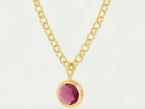 Yellow Gold Vivid Pink Pendant Necklace